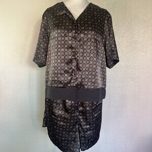 Delicate Intimates Gray Asymmetrical 2pc Pajama Short Set, Size Large